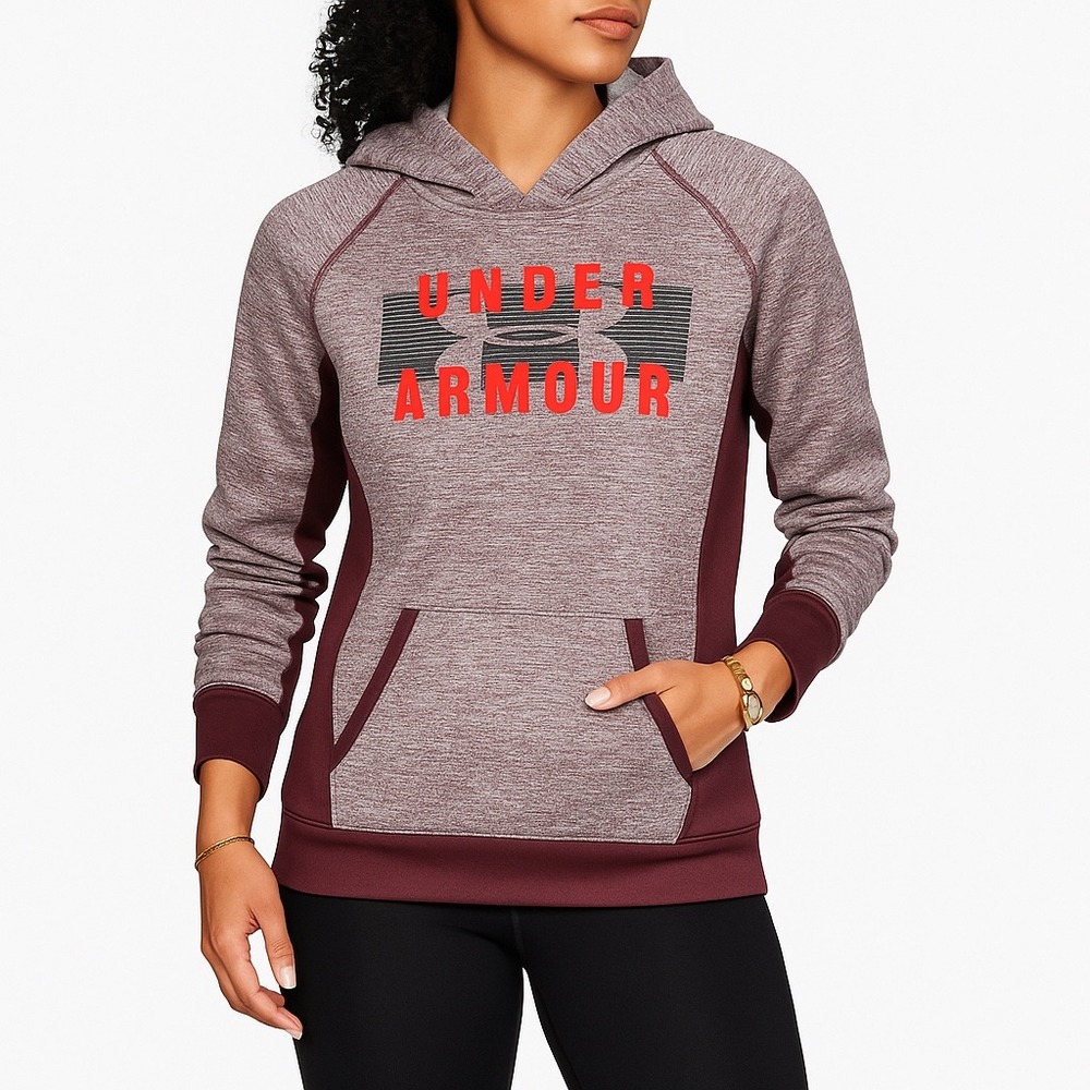 Under Armour ColdGear Hoodie Womens‎ SM Purple Maroon Pullover Loose Sweatshirt